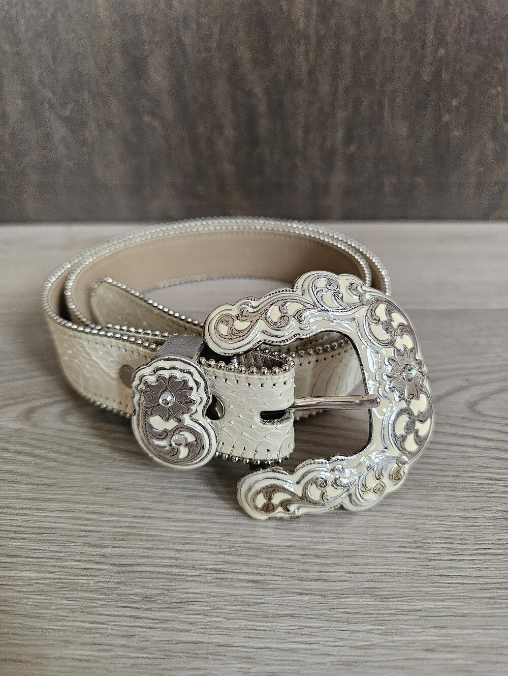 Y2K Bad Girl Rhinestone Western Leather Belt *Read Condition